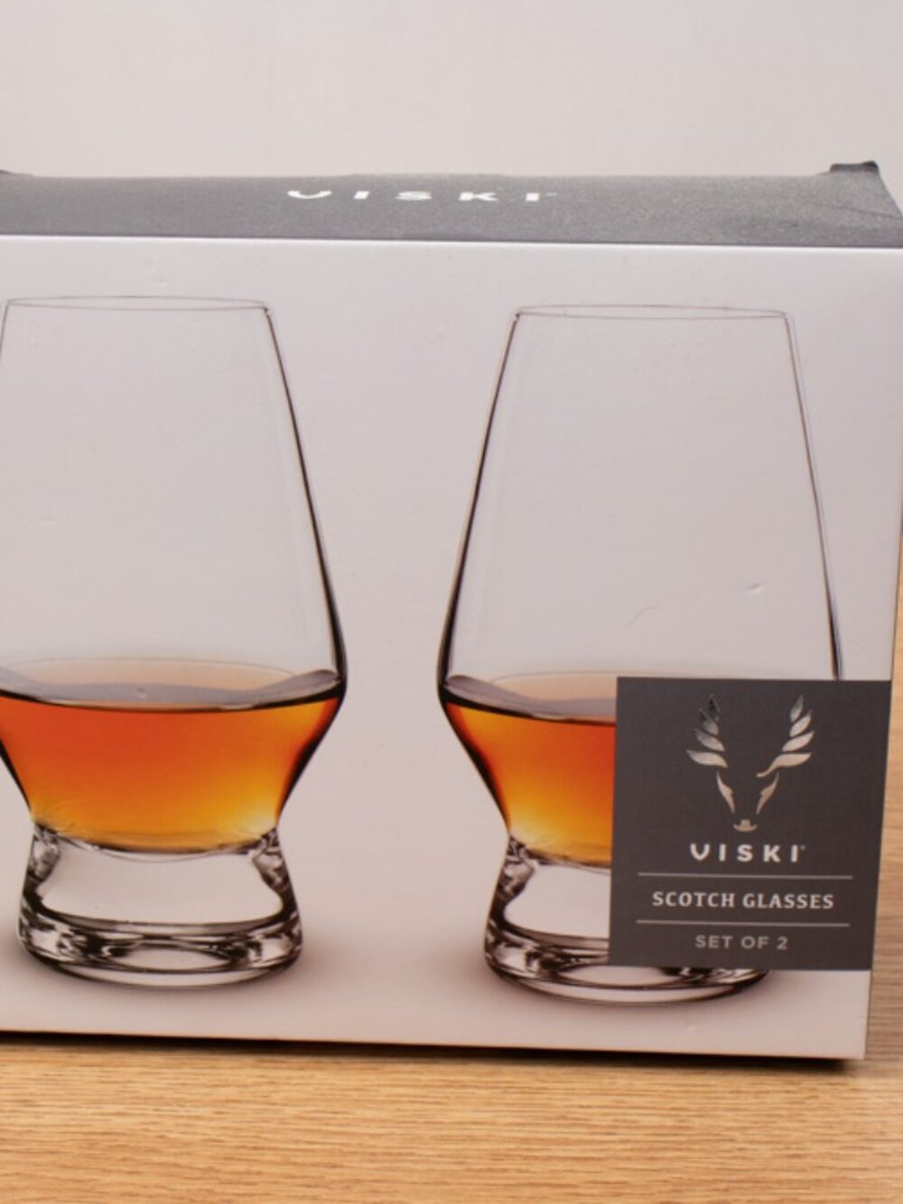 Viski Footed Crystal Scotch Glasses Set of 2 New